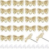 SUNNYCLUE 1 Box 90Pcs Stud Earring Findings Bowknot Earring Posts with 925 Sterling Silver Pins Earring Stud with Holes Earring Studs for Jewelry Making Accessories DIY Dangle Earrings Supplies Women