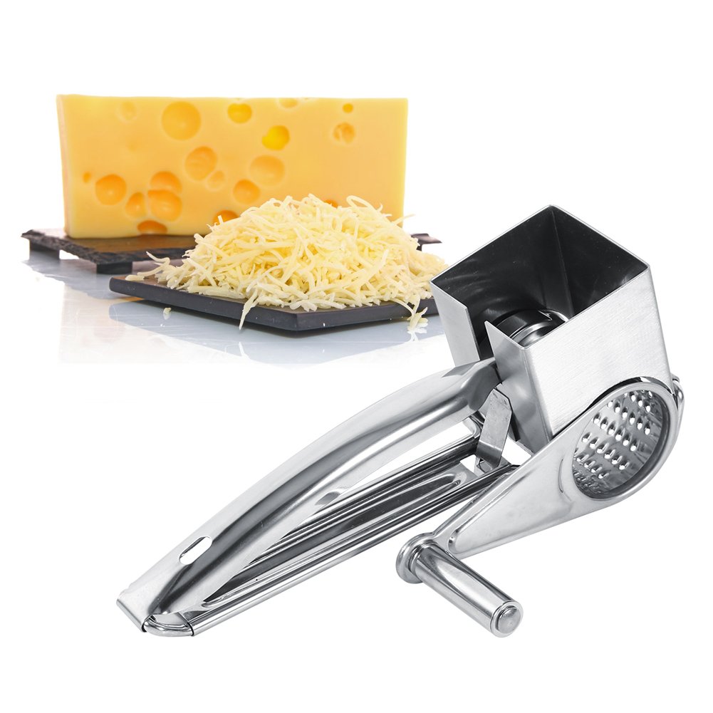 Multifunctional Stainless Steel Cheese Grater, Kitchen Craft Rotary Grater, Rotary Cheese Grater, Kitchen Craft Stainless Steel Rotary Cheese Grater for Cheese/Garlic/Ginger/Carrot