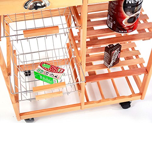 image for Byya Rolling Utility Cart Cocktail Cart Microwave Stand Storage Rack w