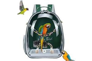 Bird Traval Carrier Cage, Multi Vent Holes Clear Space Capsule Astronaut Backpack to Carry Parakeet Cockatiel Parrot with Met