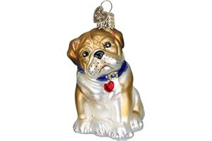 Old World Christmas Ornaments: Dog Collection Glass Blown Ornaments for Christmas Tree, Bull Pup