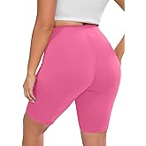 AusLook Plus Size 8" Biker Shorts for Women High Waist Tummy Control Fitness Athletic Workout Running Yoga Gym Shorts