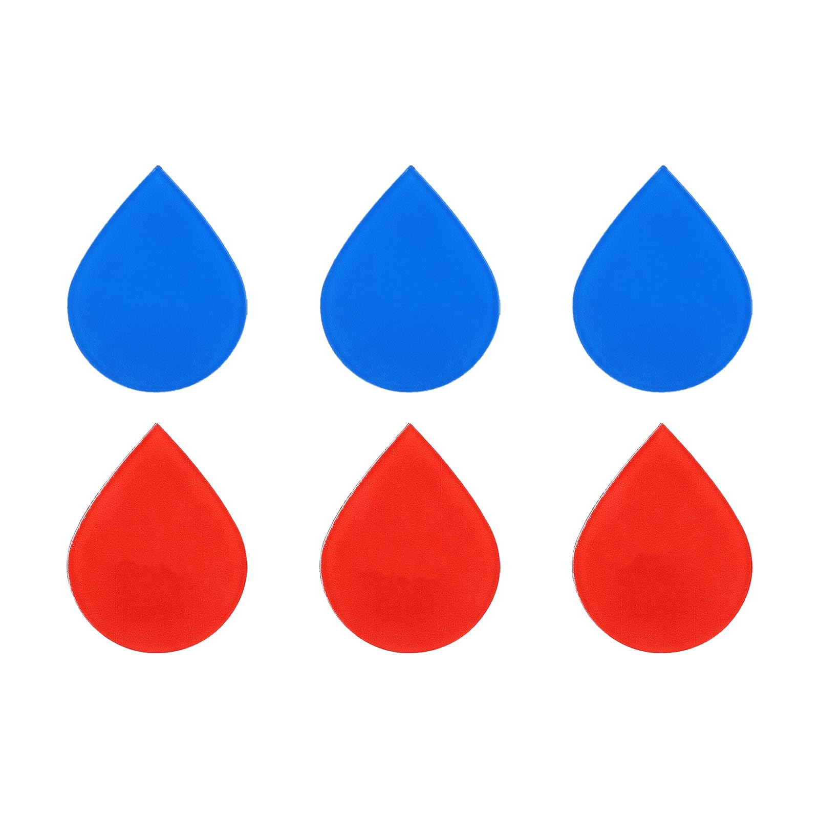 PATIKIL Self Stick Hot and Cold Water Label, 3 Pairs/6 Pack Acrylic Drop Shape Sticker Signs for Faucets Sinks, Red/Blue