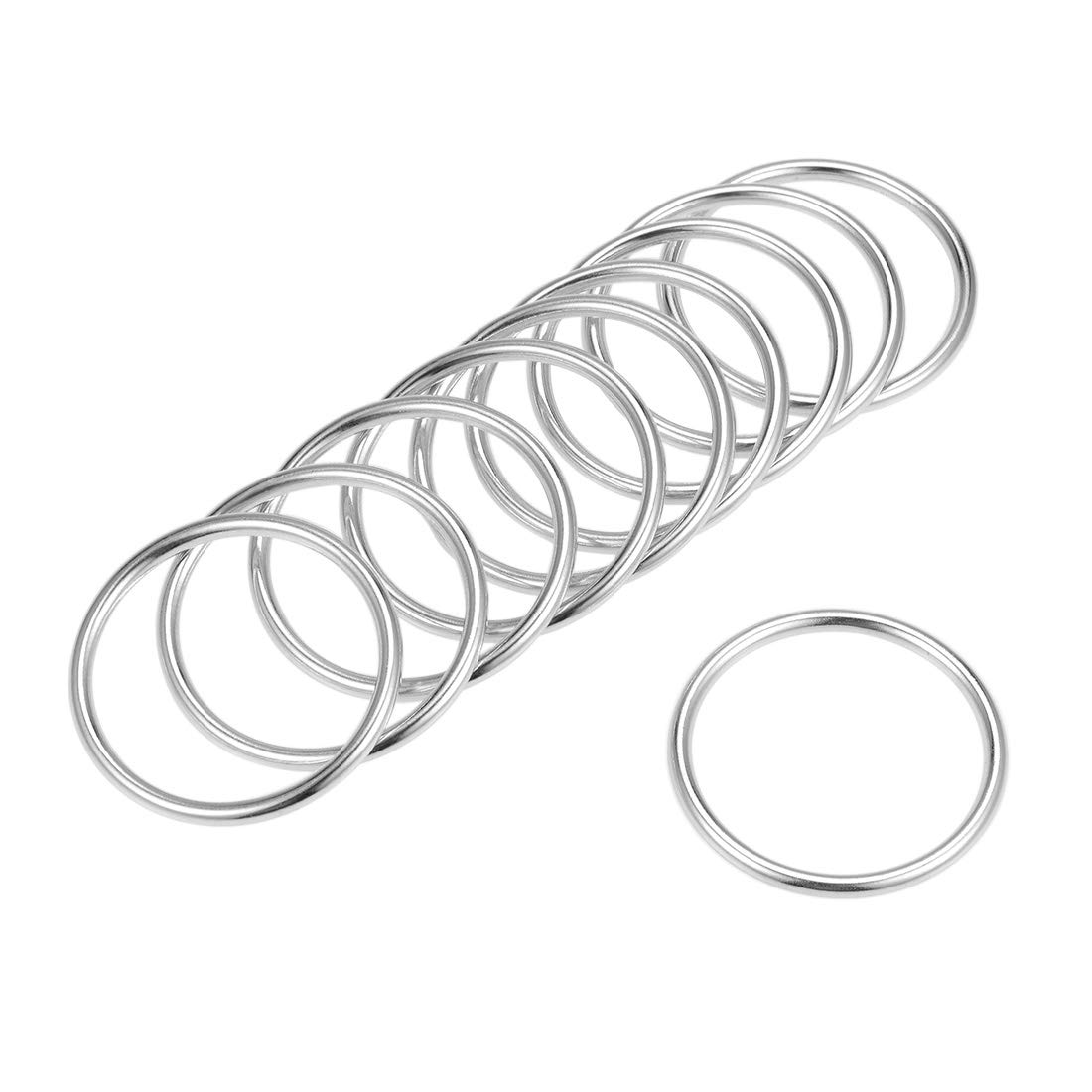 sourcing map O Ring Buckle 35mm(1.4") ID 3mm Thickness Zinc Alloy O-Rings for Hardware Bags Belts Craft DIY Accessories, Silver Tone 10pcs