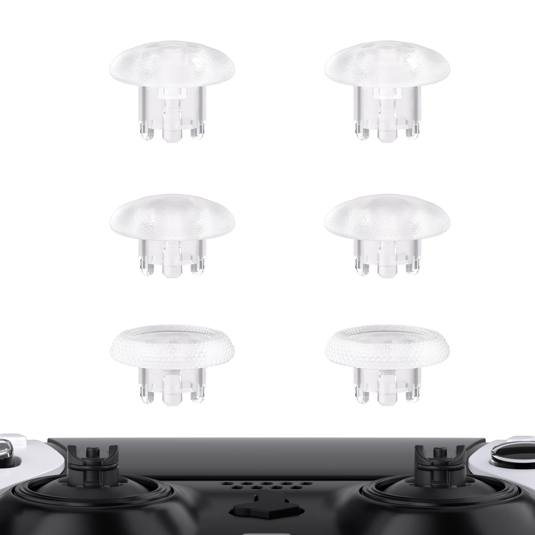 eXtremeRate Clear Replacement Swappable Thumbsticks for PS5 Edge Controller, Custom Interchangeable Analog Stick Joystick Caps for PS5 Edge Controller - Controller & Thumbsticks Base NOT Included
