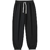 Wulasford Men's Lightweight Cotton Sweatpants with Pockets Drawstring Joggers Workout Pants for Lounge,Gym,Running