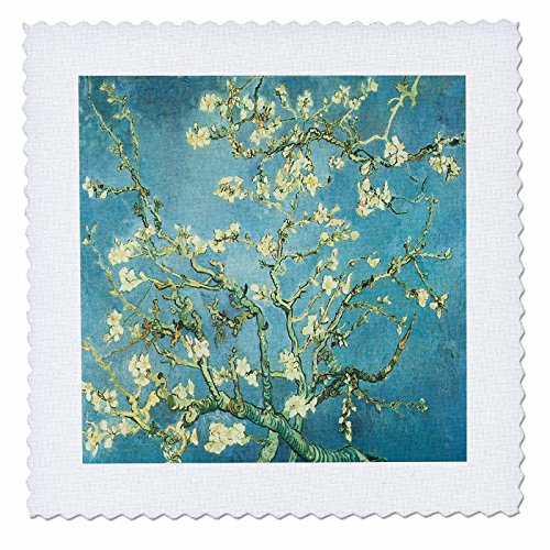 3dRose qs_128160_4 Branches of an Almond Tree in Blossom by Vincent Van Gogh Quilt Square, 12 by 12-Inch