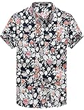 SSLR Men's Summer Casual Floral Short Sleeve Shirt
