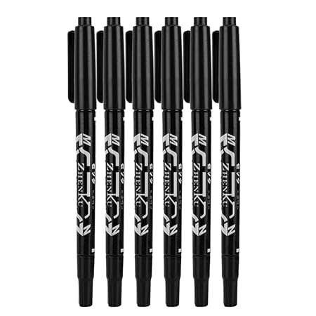Homyl 6 Stück Haut Marker Pen Schreibstifte Tattoo Stift Hautstift Set - Schwarz