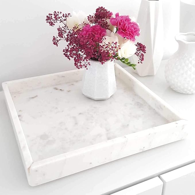 Adorist Marble Tray White Marble Tray Decorative Tray Serving Tray