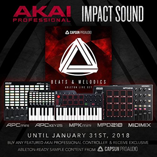 Akai Professional MPK MINI MK2 MKII | 25-Key Ultra-Portable USB MIDI Drum Pad & Keyboard Controller (Red/Black)+ 4-Port USB 2.0 Hub + High Speed USB Extension Cable + Clean Cloth - Thumbnail 4