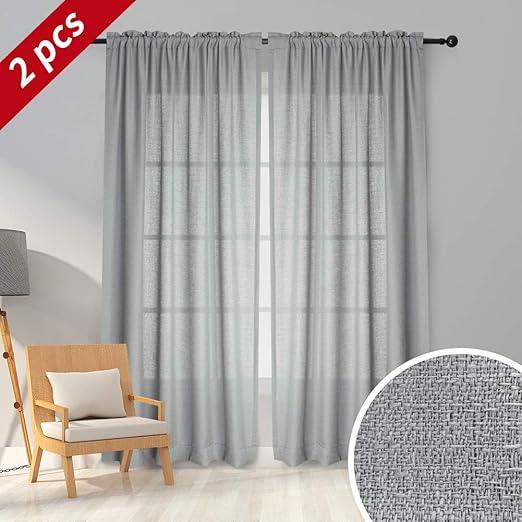 Amazon Com Melodieux Grey Semi Sheer Curtains 96 Inches Long For