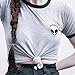 Women Hipster Harajuku Cute Stripe Short Sleeve Top Tee Alien Tshirt (M, Grey)