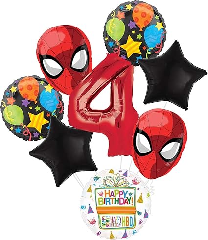 Amazon Com Spiderman Party Supplies 4th Birthday Spider Man Mask Balloon Bouquet Decorations Toys Games