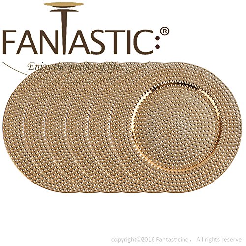 Fantastic:)™ Round 13 Inch Plastic Charger Plates with Eletroplating Finish (6, Hammer Gold)