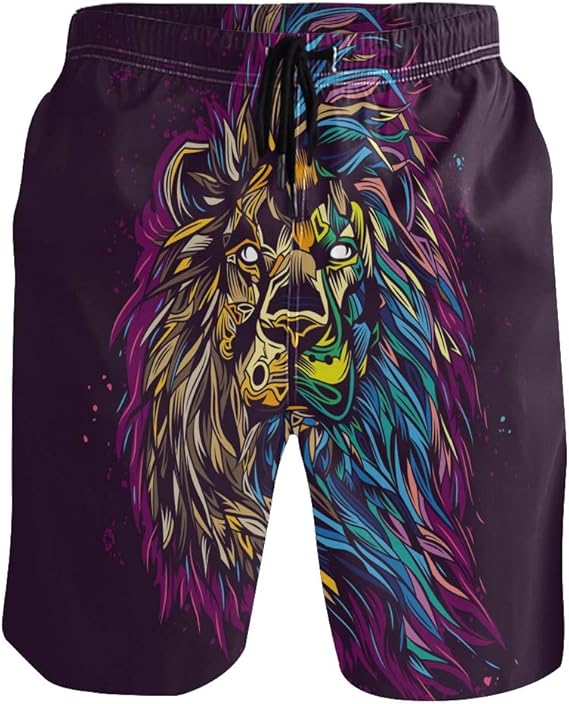 Amazon 水着 メンズ ライオン かっこいい ビーチパンツ サーフパンツ 水陸両用 速乾 旅行 短いパンツ 海水パンツ パンツ 耐久性 着心地 メッシュインナー付き ポケット スイミング 運動 マリンスポーツ 水着 通販