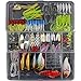 Threemart 151pcs Fishing Lure Set,Including Frog Lures, Spoon Lures,Soft Plastic Lures, Popper, Crank, Rattlin and More (Style 2)