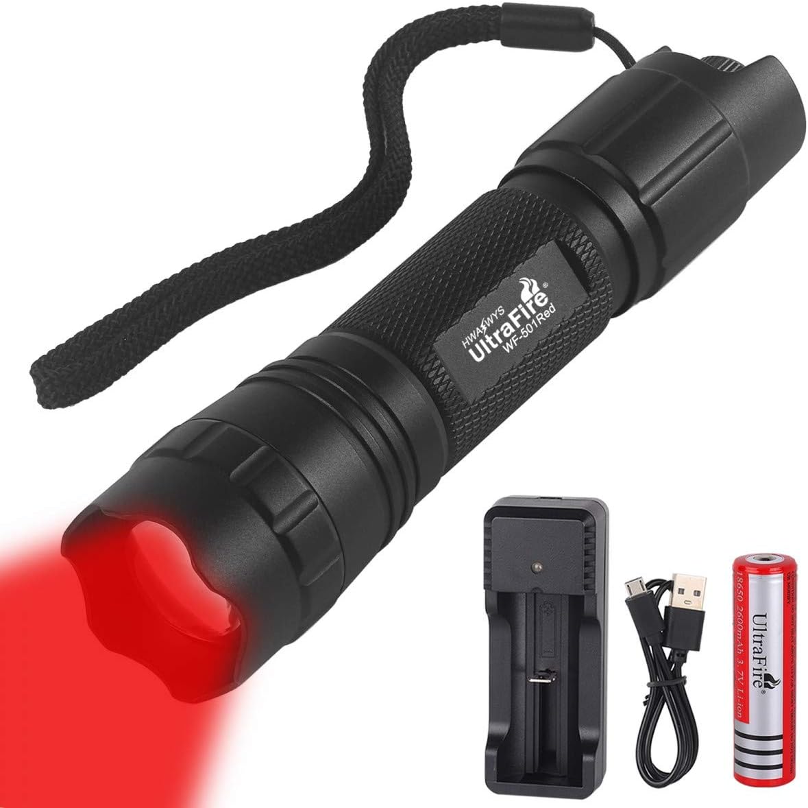 ULTRAFIRE Red Light LED Torch 620-630nm Red Hunting Light