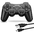 VOYEE Controller Replacement for Sony Original PS3 Controller, Wireless Controller Gamepad with Upgraded Joystick Compatible with Sony Playstation 3 (Black)