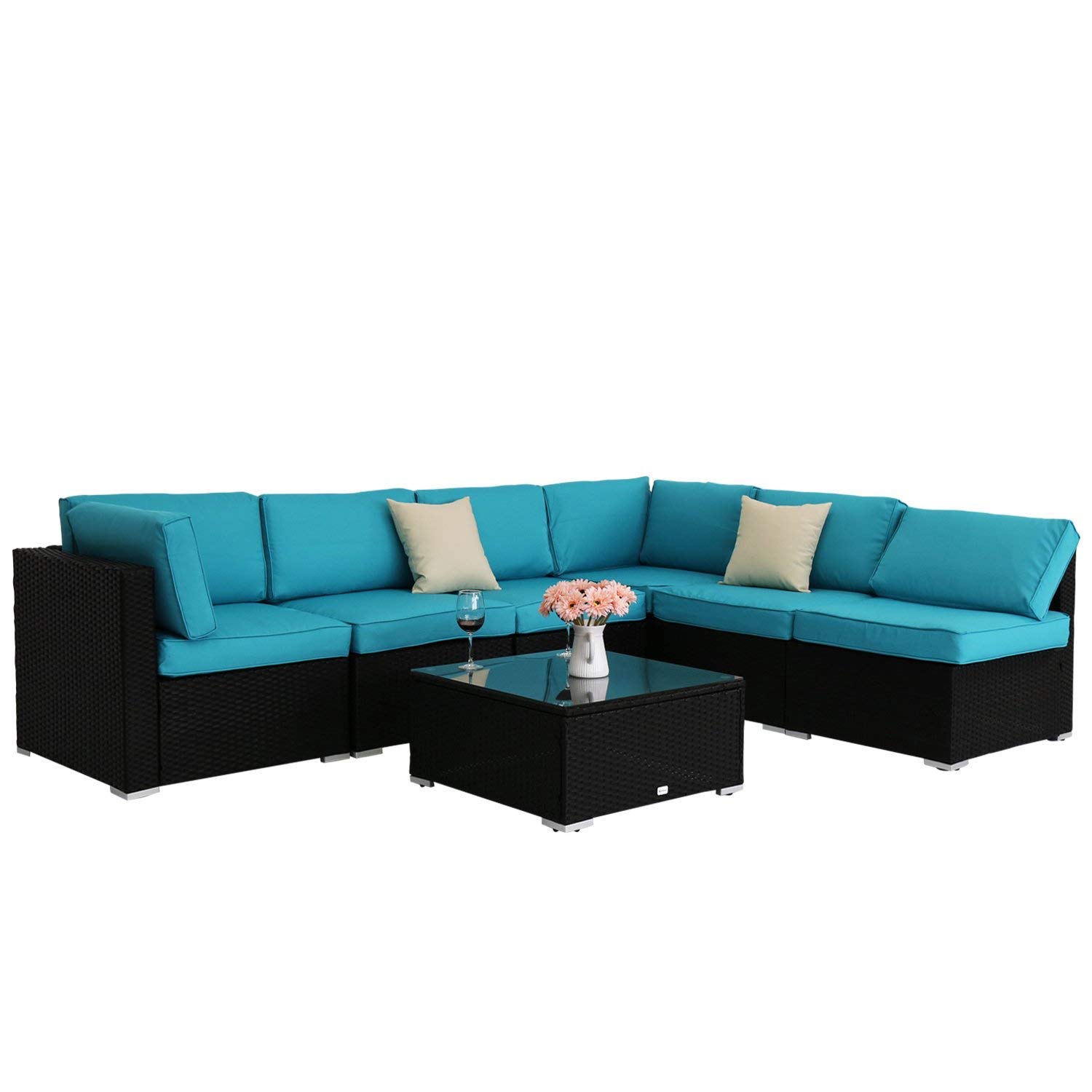Outdoor Garden Patio Pe Rattan Wicker Sofa Sectional Furniture Set With 2 Pillow Ebay