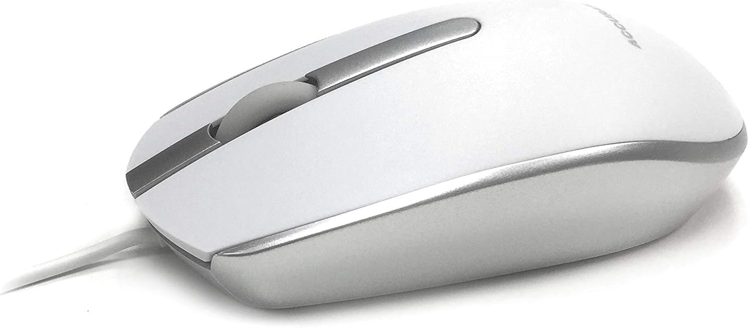 Accuratus M100 MAC Mouse - USB-A Wired Full Size Slim Apple Mac Mouse with Silver and Matt White Tactile Case - Image 3
