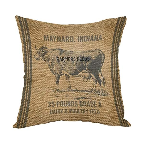 Ogden-Set-di-2-Federa-Vintage-con-Sacco-per-mangime-per-Mucche-Cuscino-Decorativo-per-Cuscino-da-tiro-Decorativo-per-DivanoDivanoCamera-da-LettoSoggiornoCucinaAuto Ogden Set di 2 Federa Vintage con Sacco per mangime per Mucche, Cuscino Decorativo per Cuscino da tiro Decorativo per…