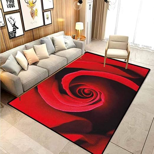 Amazon Com Rose Small Rugs Playroom Rug Extreme Close Up Of Red Rose Bloom Swirled Spiral Petals Beauty In Nature Theme Carpets For Living Room Vermilion Black 6 5 X 8 Ft Kitchen
