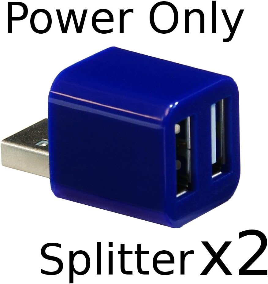 2 Pack - Cute USB Mini 2-Port POWER ONLY Splitter (Dark Blue)