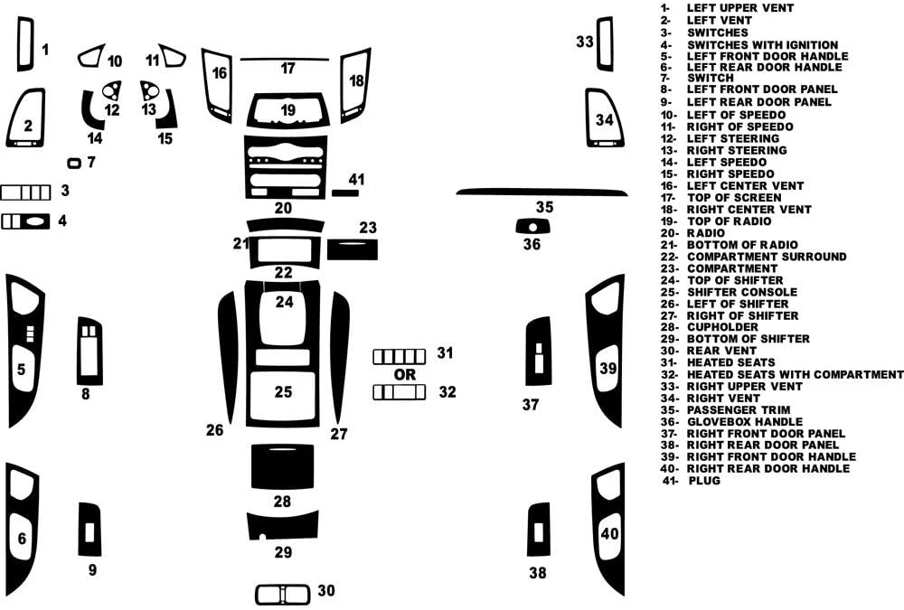 Rvinyl Rdash Dash Kit Decal Trim for Infiniti FX35 2009-2013 - Carbon Fiber 3D (Black)