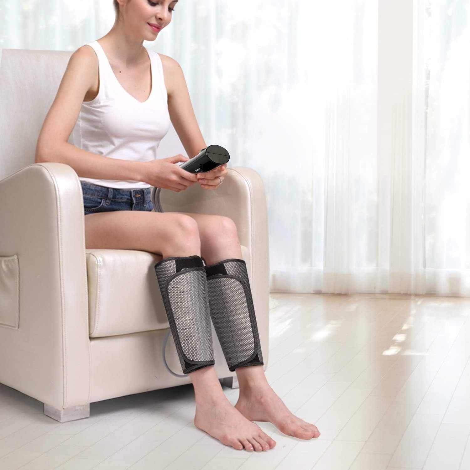 Hangsun Leg Massager for Circulation Air Compression Foot Calf Arm Wrap Massage Muscle Pain Relief MC70 with Rechargeable Handheld Controller 2 Modes 3 Intensities: Health & Personal Care