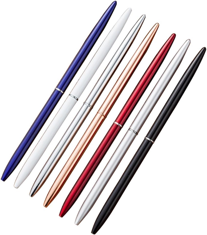 Hillento 7 PCS Ballpoint Pens, Slim Pen Lightweight Metal Ballpoint Pens,Office/Hotel Supplies, Black Ink