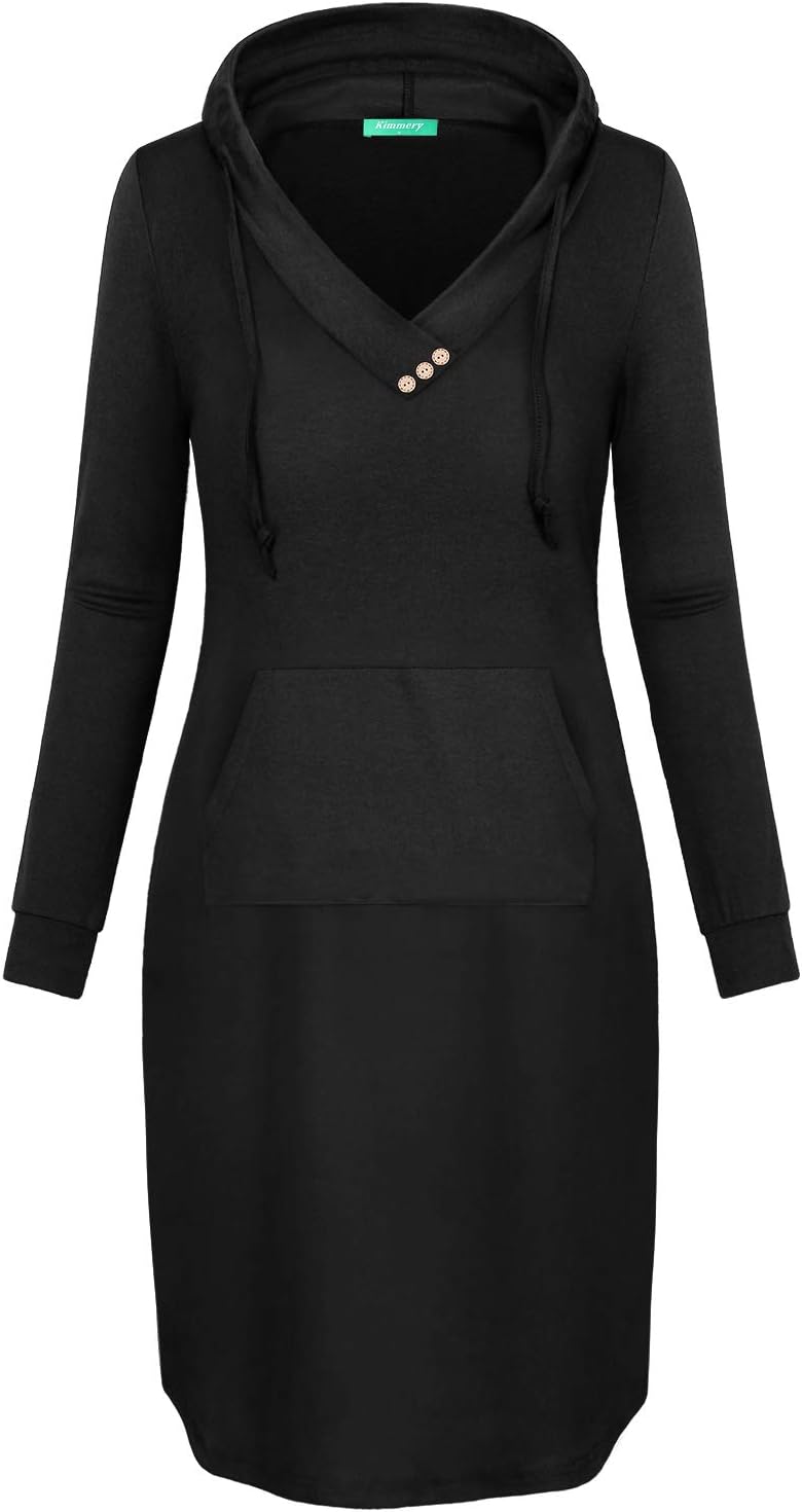 KimmeryLong Sleeve Dress for Women Lightweight Kangaroo Pocket Hoodie Dress Fall Sweatshirts for Women