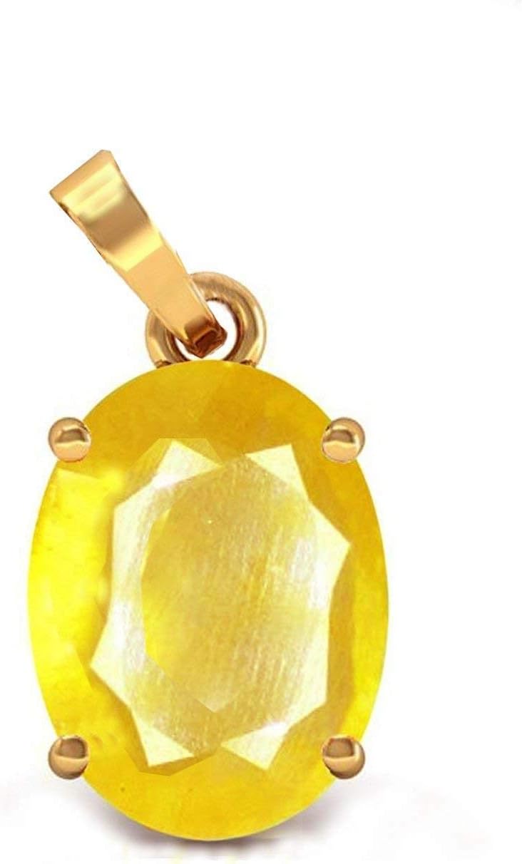 ArenaGemsArenaGems 3.50 Carat Natural Yellow Sapphire Pendant/Locket (Pukhraj Stone Panchadhatu Pendant) 100% Original AAA Quality Gemstone