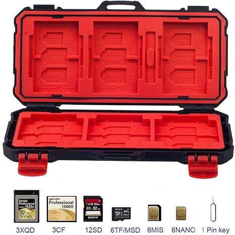 DUEBSN dubens 36 Slots – Caja para 12 Tarjetas de Memoria SD y 3 CF y 3
