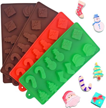 Regali Di Cioccolato Per Natale.Natale Stampi In Silicone Per Cioccolato Con Stampi A Forma D Albero Di Natale E Testa Di Babbo Natale Per Torta Al Cioccolato Caramelle E Gelatina Ideale Per Regalo Di Natale 4 Pacchi Amazon It