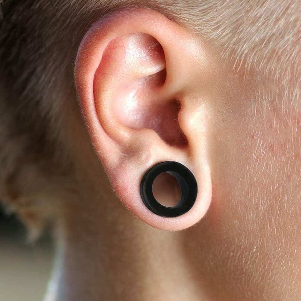 AZARIO London 12MM Black Silicone Double Flared Tunnel Ear Plug Piercing Jewellery - Sold by Piece - Image 5