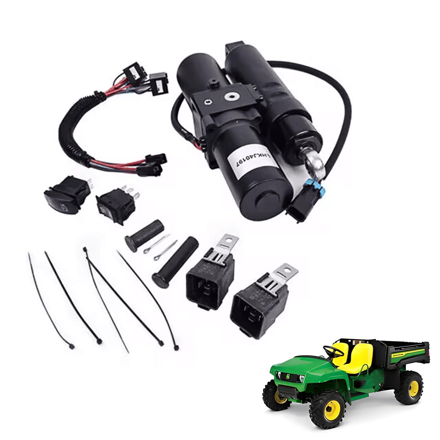 Photo 1 of Teilelager AM145903 BM25143 12V Cargo Box Power Lift Actuator Kit with Switch and Relays Compatible with John Deere Gator Gators XUV 825i 855D 865R 865E 855M 855E 835R 835M 835E 825M