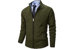Msmsse Mens Cardigan Sweaters Full Zip Up Stand Collar Casual Knitted Sweater with 2 Front Pockets