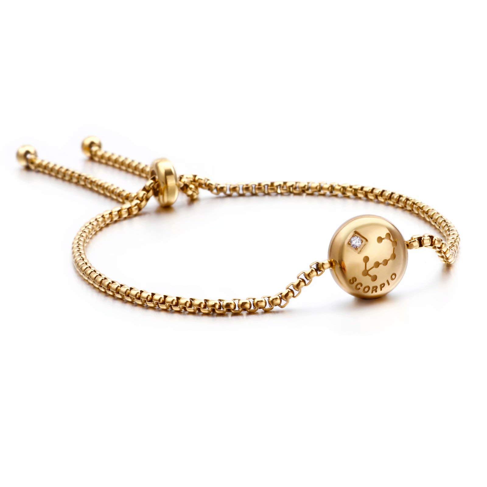 Qings Golden Constellation Bracelet Charm Zodiac Adjustable Bracelet Scorpio