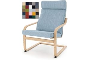 Vepping Lude Multi Colored Armchair Replacement Cover, Fits IKEA Poäng Armchair, Cushion not Included (Cushion Design 1, Polyester - Light Cyan)