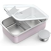 Bakpoco Stainless Steel Bento Lunch Box for Adult, 42oz Leak-Proof Lunch Box Containers, Microwave-Safe, with Adjustable Divider, Convenient Metal Lunchbox for Work, Travel