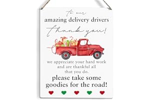 HTBIG Vintage Delivery Driver Thank You Sign, Wooden Wall Hanging, Front Door Outdoor Garden Package Delivery Boxes Appreciation Sign