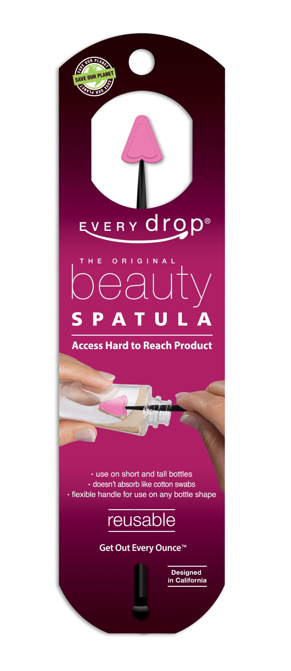 Every Drop Beauty Spatula, Washable and Reusable, 6.4 cm x 0.6 cm Size