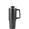 Murmioo 40OZ Tumbler with Handle and Straw,Insulated Leak Proof Double Walled Stainless Steel Travel Mug,Reusable Water Bottle Cup，Maintains Cold, Heat, and Ice for Hours(black)