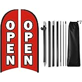Open Flags for Businesses, 9.18FT Double-Sided Outdoor Advertising Swooper Banner with Pole Kit & Ground Stake – Tear-Resistant Polyester Feather Flag for Shops, Events & Promotions