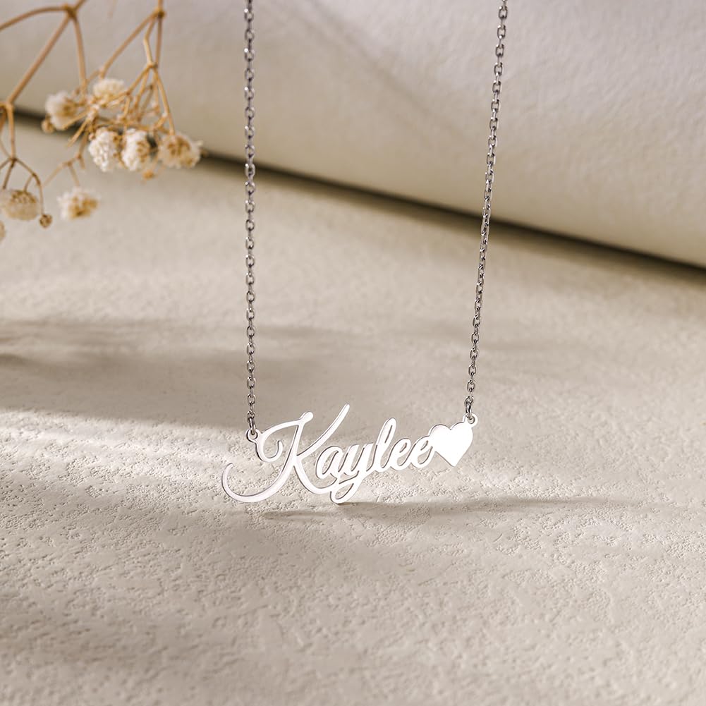 Lovenus Custom Name Necklace Personalized Sterling Silver Necklaces for Women Customized Name Necklaces Pendant Jewelry Gifts for Women