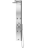 Monterey ShowerSpa Panel with 8" Rain Showerhead - Stainless Steel Brushed Body &amp; Fixtures, 2.5GPM - Rain Shower Head with Handheld Spray Wand, 6 PowerSpray Body Jets, Brass Tub Spout