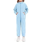 rrhss Girls One Piece Pajamas Long Sleeve Zip-Front Fleece Blanket Sleeper with Pockets 5-14 Years
