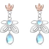 925 Sterling Silver Flower Earrings for Women Lily Lotus Dangle Earrings Lightweight Dangle Earrings Valentine's Day Birthday Gifts for Women