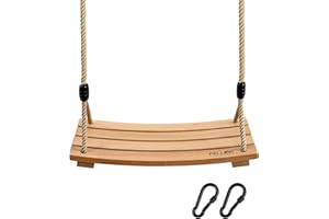 PELLOR Wood Tree Swing Seat, Indoor Outdoor Rope Wooden Swing Set for Children Adult Kids 17.7x7.9x0.6 inch